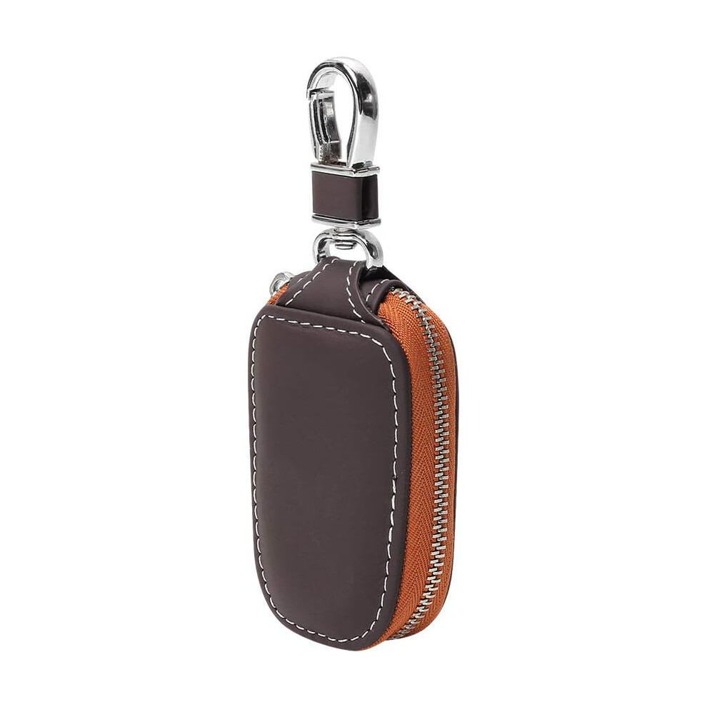 Genuine Leather Car Key Case,Remote Car Key Case Genuine Leather Pouch For Men Zipper Car Key Case (Brown) Brown 9113374535786