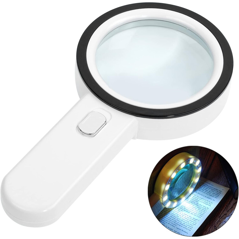 Lifeasy Light Ed Reading Magnifier, 30X Magnifier With 12 Led Handheld Magnifying Magnifier, Illuminated Magnifier For Reading, Jewelry, Seniors, Visual