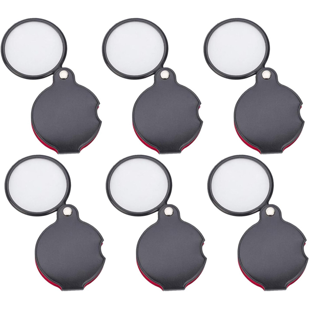 Lifeasy 6 Pcs Mini Pocket Magnifier 10X Optical Glass With Cortical Protective Case, For Office, Reading, Hobbies