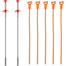 Set mit 7 Frettchen-Clogs, 20 Zoll/60 cm, Abflussreiniger, Haarreinigungswerkzeuge, 2 aus Edelstahl und 5 aus Kunststoff