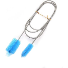 Reinigungsrohrbürste für flexible Wasserrohre, Doppelkopfrohr, Rohr, Aquariumfeder (blau)