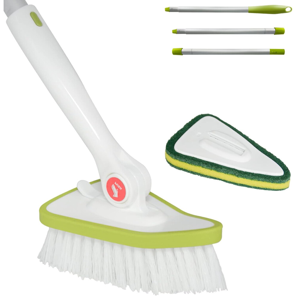 Tub and Tile Cleaning Brush, 2 in 1 Shower Cleaning Brush with 150cm Long Extendable Handle and Interchangeable Scrubbing Brush Pad