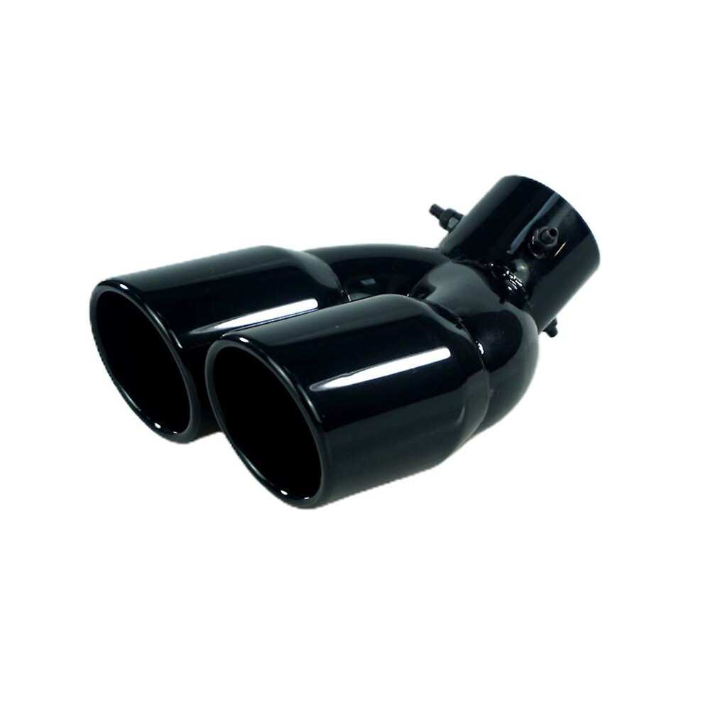 (Curved, ) Dual Outlet Exhaust Tip Stainless Tail Pipe Muffler End Rear Tail Throat Liner Black 5014561760421
