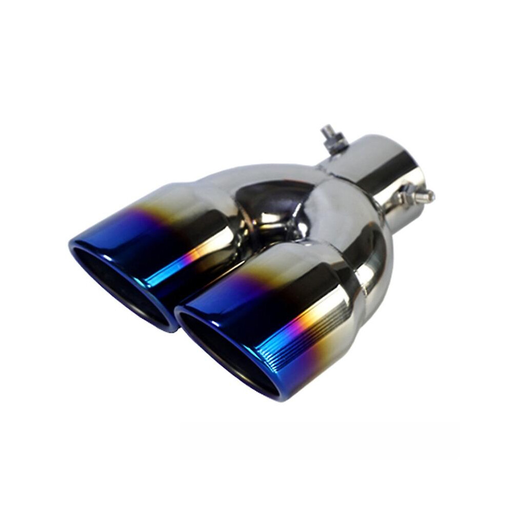 (Vertical, Roast ) Dual Outlet Exhaust Tip Stainless Tail Pipe Muffler End Rear Tail Throat Liner Blue 5014561760407