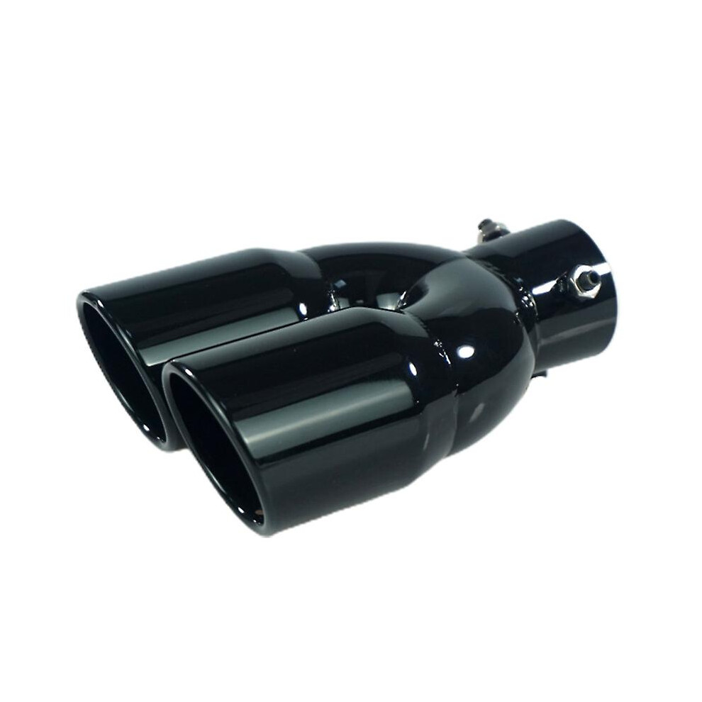 (Vertical, ) Dual Outlet Exhaust Tip Stainless Tail Pipe Muffler End Rear Tail Throat Liner Black 5014561760414