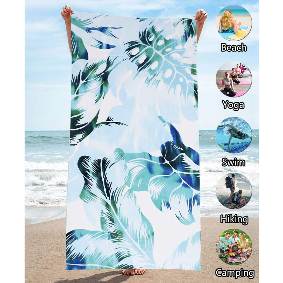 Serviette de plage en microfibre anti-sable pour homme et femme - L Serviette de plage pour adulte, serviette de bain pour piscine, couverture de plag