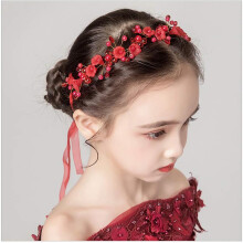Prinzessin Rote Blume Kopfbedeckung Perle Haar Kleid Braut Kristall Hochzeit Haar Zubehör Für Blumenmädchen