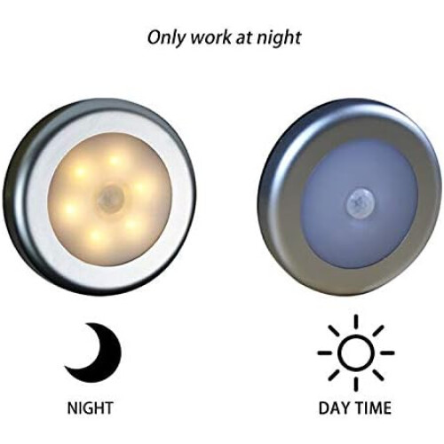 Wireless Motion Sensor LED Lights for Closet, Stairs, Hallway, Kitchen, Bedroom (6pcs) (Silver Shell (Warm Light) 2