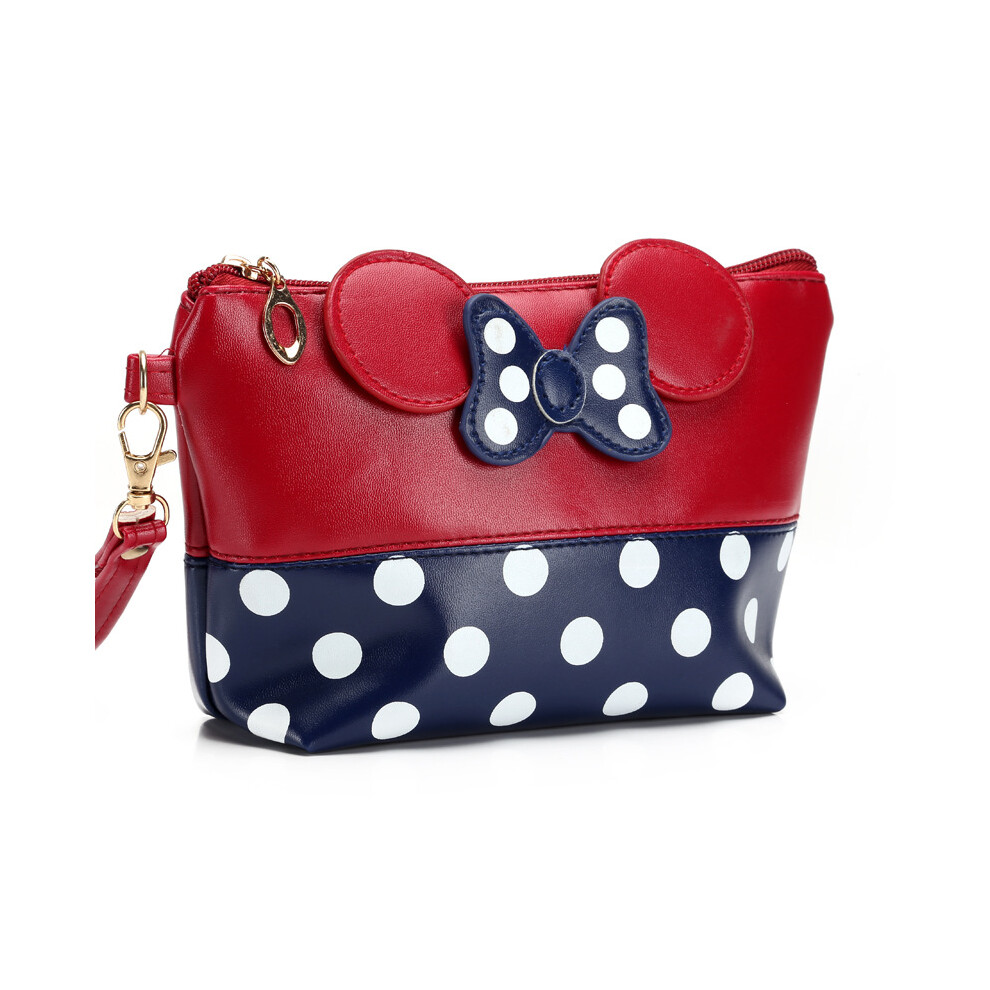Photos - Cosmetic Bag Mickey Makeup Storage Bag,Bowknot Polka Dot Travel PU Women Bag,Premium Quality Large Toiletry Bag,Organizer for Womenï¼Red