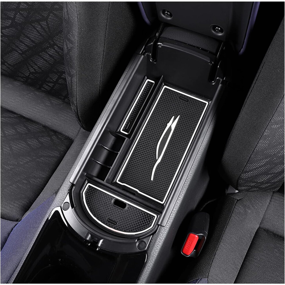 For Toyot*A C-Hr Chr Armrest Center Console Storage Box Car Accessory With Non-Slip Mats (White) White 9113374538015