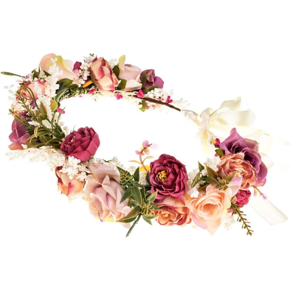 Serre-tête fée pour femme - Fleurs - Couronne de fleurs - Couronne de fleurs - Pour femme - Mariage（18cm）- B