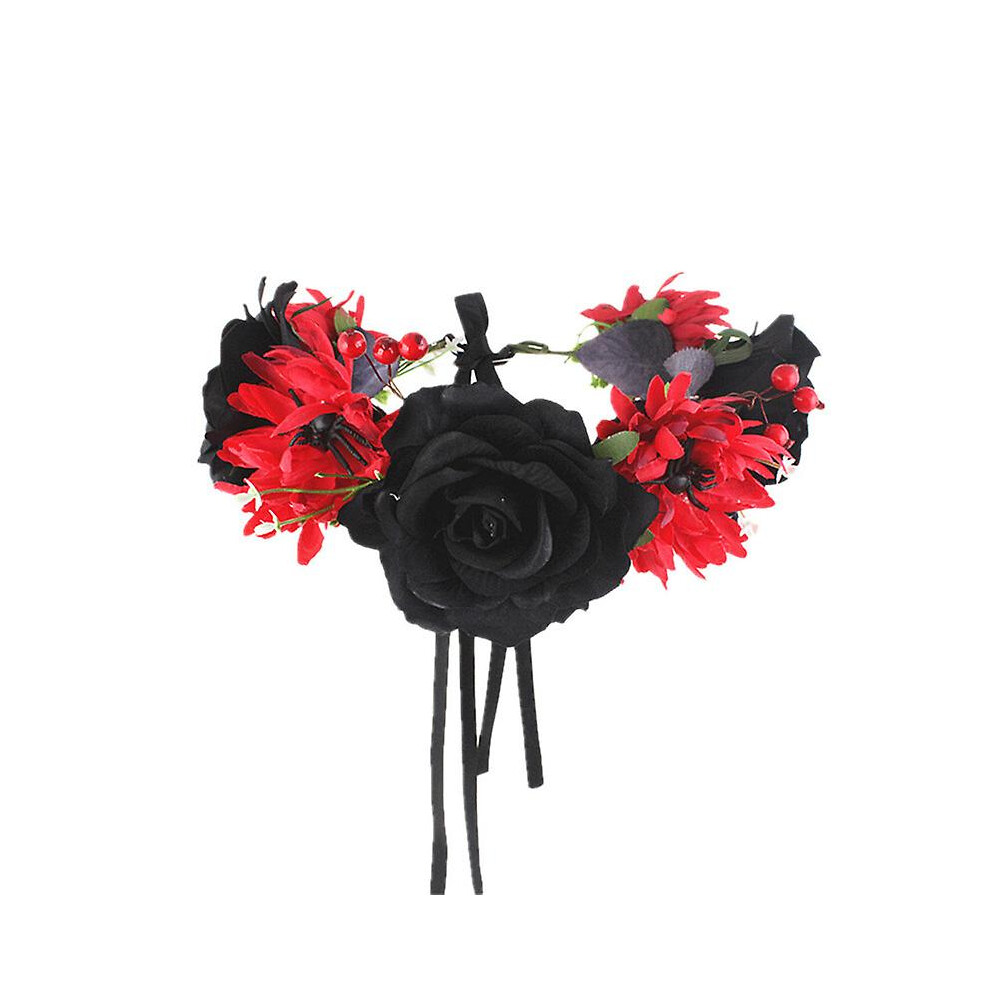 (COLOR 1) Mexican Rose Flower Crown Headband Day Of The Dead Headband Costume Dia De Los Muertos Mexican Theme Parties Supplies Headpiece
