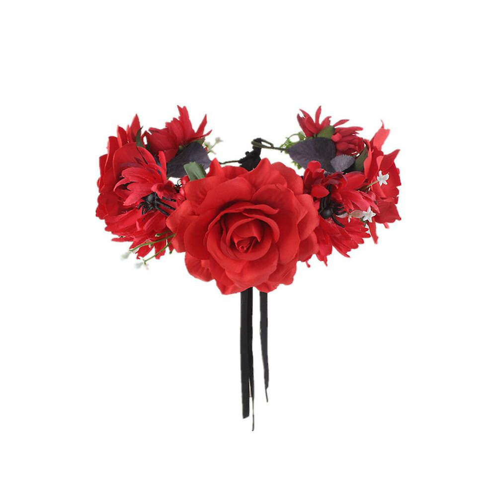 (COLOR 2) Mexican Rose Flower Crown Headband Day Of The Dead Headband Costume Dia De Los Muertos Mexican Theme Parties Supplies Headpiece