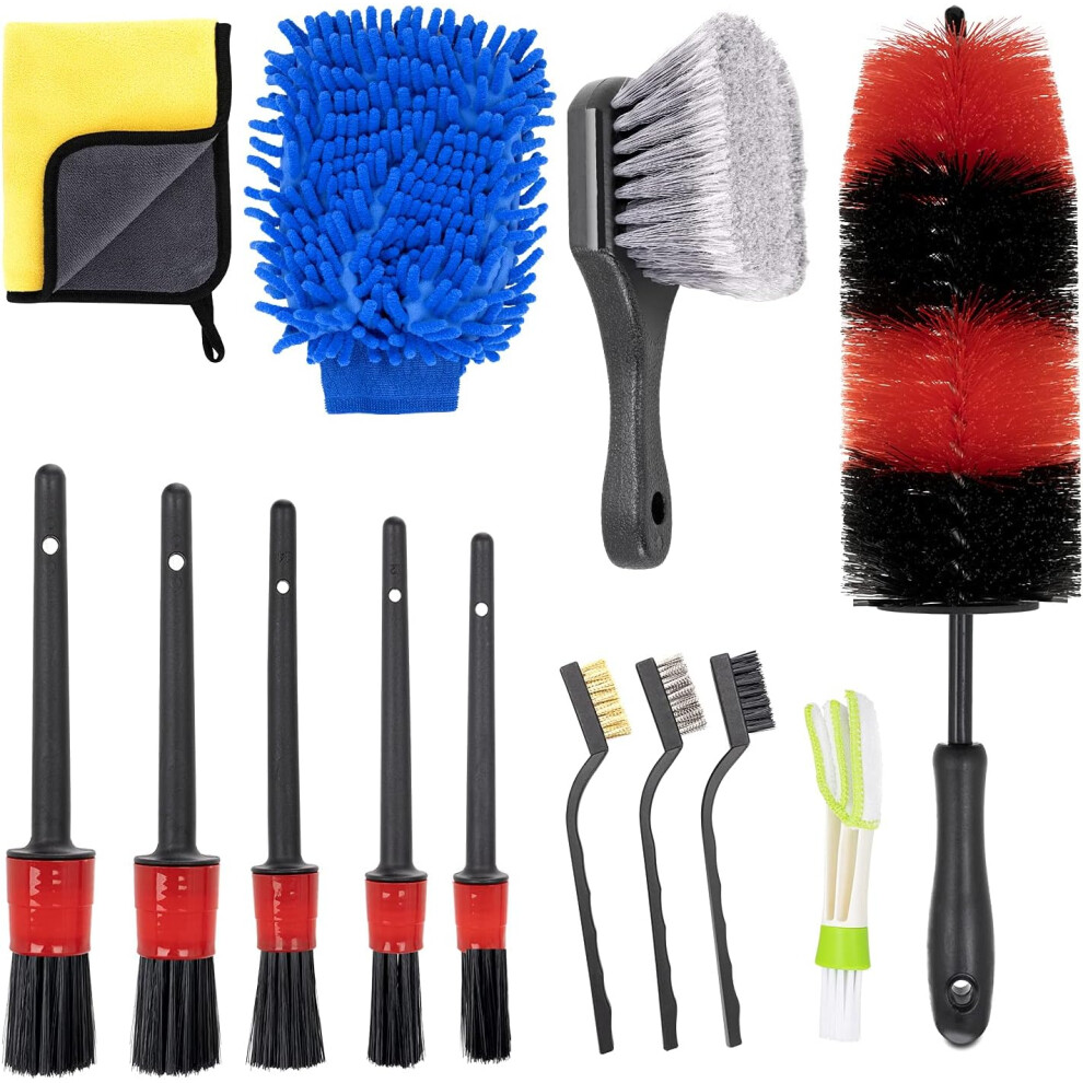 Car Washing Brush,13Pcs Car Washing Brush Car Washing Brush Car Seat Cleaning Brush Car Interior Cleaning Brush Rim/Tyre Brush 9113374538374