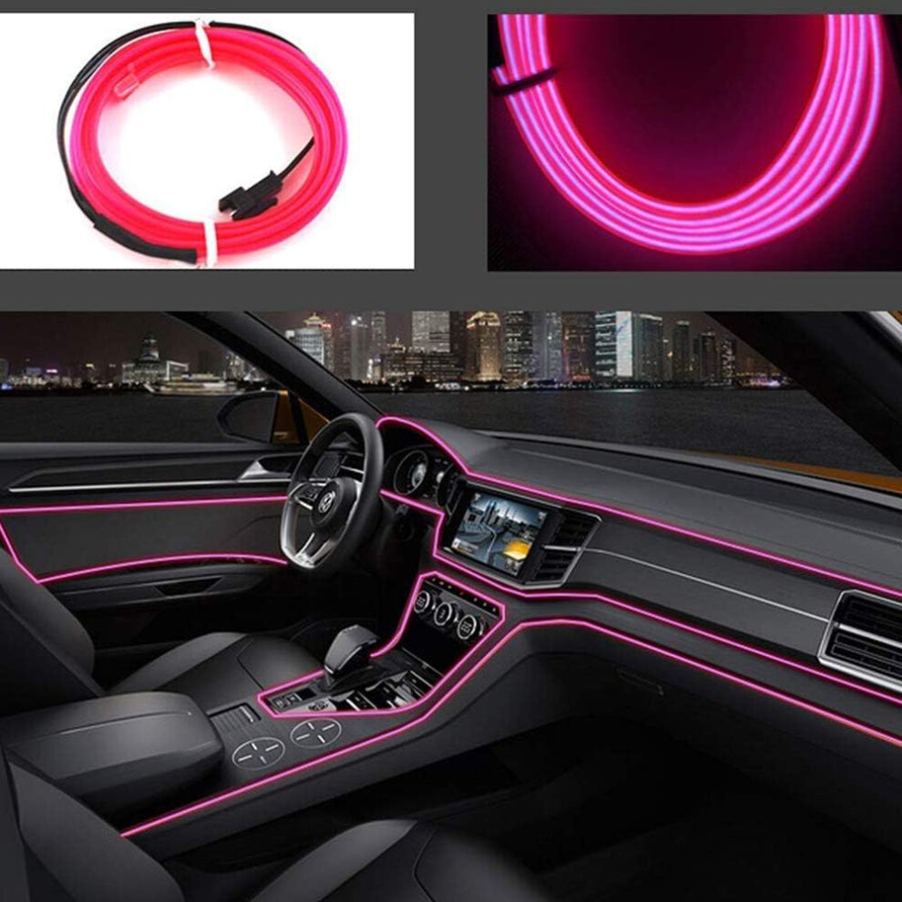 El Wire 5m/16ft Neon Tube Lights Car Interior Trim Light Strip Advanced Design Low Power Consumption For Decorative Interior Gap Sign(Pink)-image-OPC-PG5VD5D-NEW