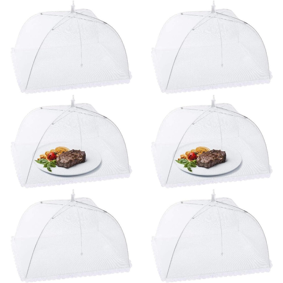 Lot de 6 cloches alimentaires pliables en maille anti-mouches, protection contre les insectes et les moustiques pour barbecue, pique-nique, nourriture