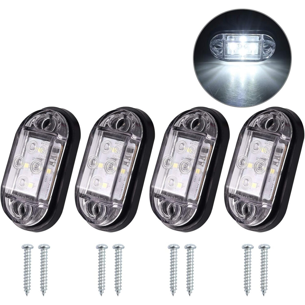 4X4leds Side Lights Front Rear Clearance Lights Waterproof Led Marker Lights 12V 24V Universal For Trailer Van Caravan Truck Lorry Bus- White 9113374538541