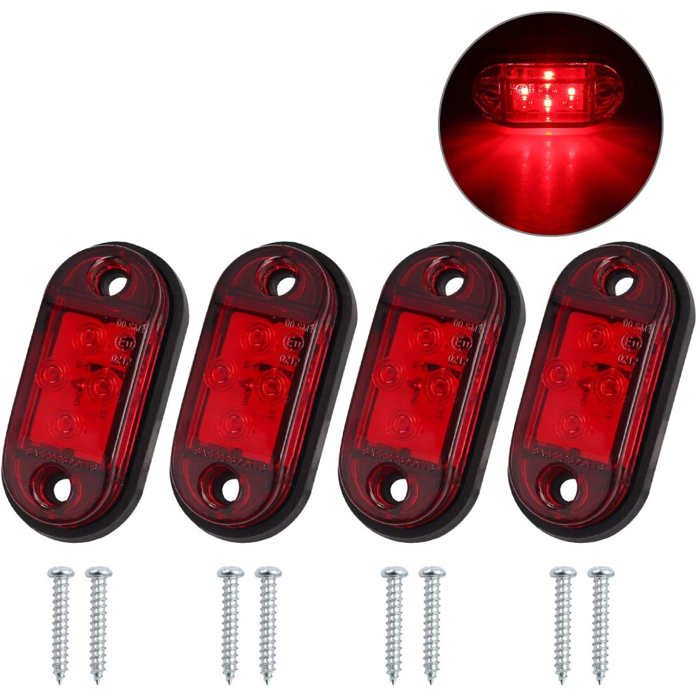 4X4leds Side Lights Front Rear Clearance Lights Waterproof Led Marker Lights 12V 24V Universal For Trailer Van Caravan Truck Lorry Bus- Red 9113374538558