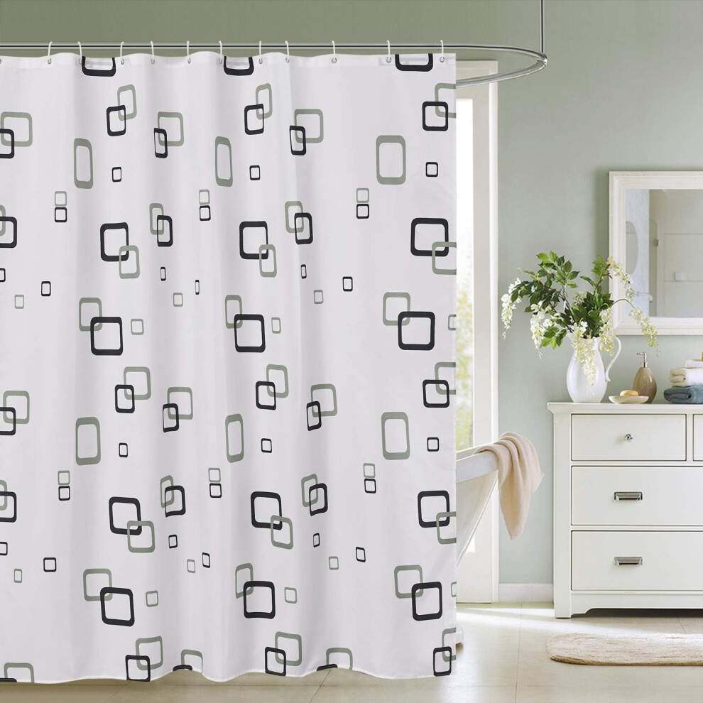 Rideau de douche 180 x 180 cm Rideau de douche en polyester Tissu imperméable anti-moisissure Doublure de douche Long rideau de salle de bain avec 12