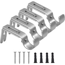 4 pezzi Supporto per asta per tenda da parete regolabile Supporto per asta per tendaggi per casa Camera da letto Ufficio con 8 viti di fissaggio (arge