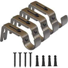 4 pezzi Supporto per asta per tenda da parete regolabile Supporto per asta per tendaggi per casa Camera da letto Ufficio con 8 viti di fissaggio (marr