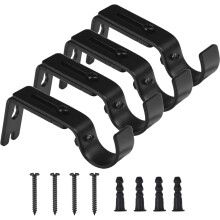 4 pezzi Supporto per asta per tenda da parete regolabile Supporto per asta per tendaggi per casa Camera da letto Ufficio con 8 viti di fissaggio (nero