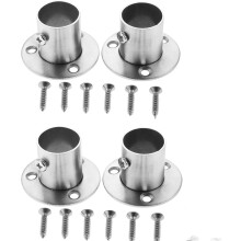 Set of 4 Stainless Steel Flanges for Wardrobe, Pipe, Bracket and Holder, Connection Between Pipes, Clothes Rod Holder - 22mm