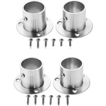 Set di 4 flange in acciaio inox per guardaroba, tubo, staffa e supporto, collegamento tra tubi, supporto per asta appendiabiti - 32 mm