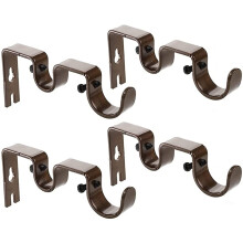 Supporto per asta per tenda per impieghi gravosi, supporto per asta doppia, asta da 1" e 5/8", non regolabile, set da 3. (marrone)