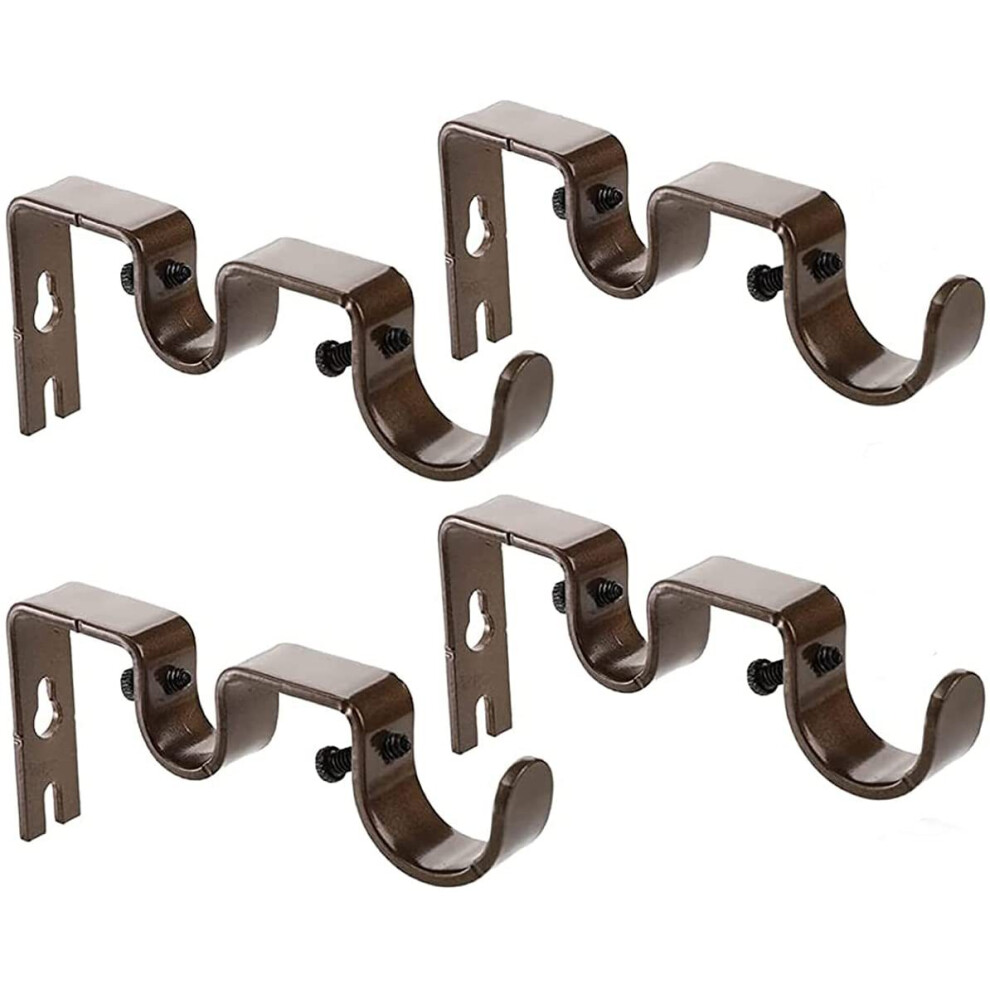 Support de tringle à rideau robuste, support de tringle double, tige de 1" et 5/8", non réglable, lot de 3. (Marron)