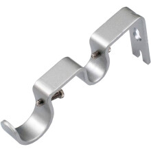 Supporto per asta per tenda per impieghi gravosi, supporto per asta doppia, asta da 1" e 5/8", non regolabile, set da 3. (Argento)