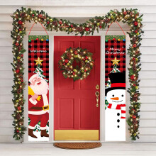 Kerstpaarbanner voor op de veranda, vrolijke kerstbanners, hangende nieuwjaarsdecoraties, kerstwelkomborden voor buiten op de veranda voor aan de muur