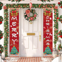 Kerstbanner, 2 stuks hangende kerstborden Welkom Vrolijk Kerstfeest Porch Sign Deurbanner, Kerstdecoratie voor thuis Muur Deur