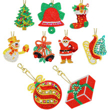 Portachiavi con pittura a diamante 5d Iy per bambini e adulti Natale fai da te 5d trapano completo con strass a forma di mosaico, portachiavi con cion