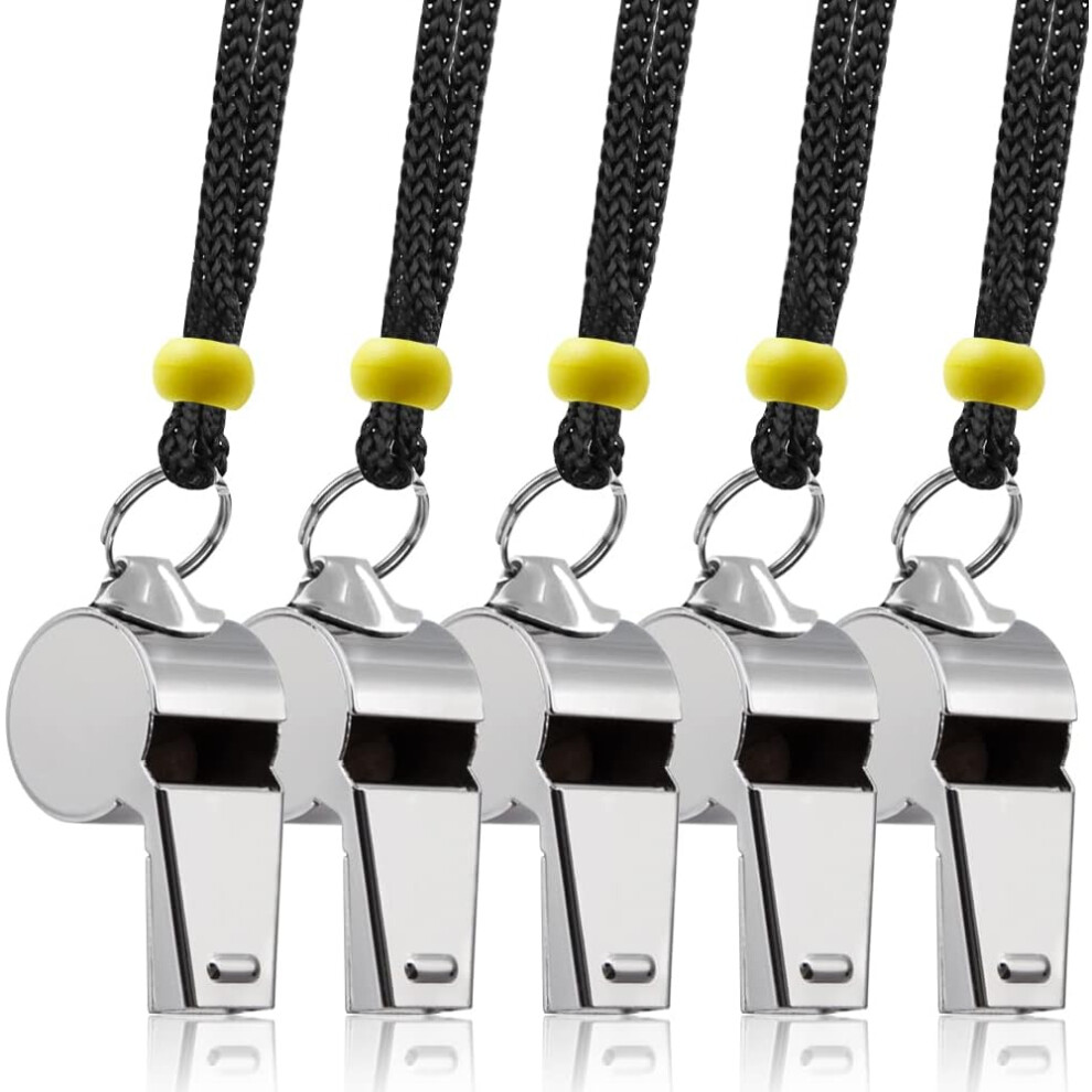 Photos - Other Inventory 5 Pack Whistle with Adjustable Lanyard, Referee Whistle for Teachers and Kids Metal, Sports Whistle, Emergency Whistle, for