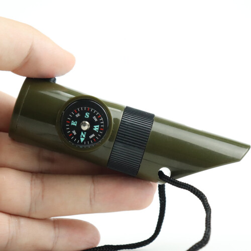 Outdoor Multifunktions Camping Survival Pfeife mit LED Lichter Kompass Thermometer