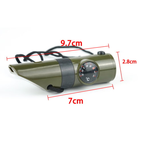 Outdoor Multifunktions Camping Survival Pfeife mit LED Lichter Kompass Thermometer 1