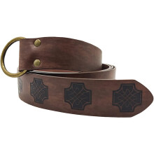 Medieval Embossed PU Leather Belt, Retro Renaissance Knight Belt for Dark Brown Viking Cosplay Costume Accessories