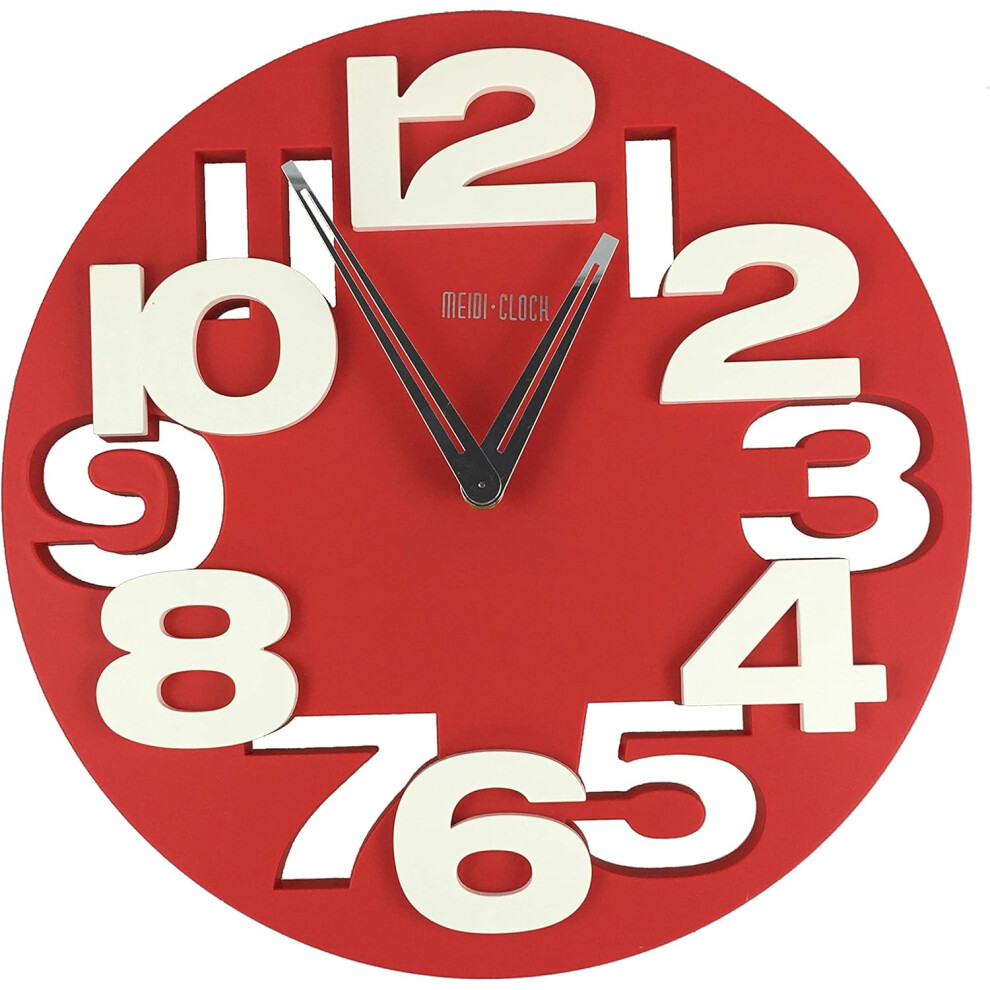 Horloge murale radiocommandée design pour cuisine Make Piloted Rouge/Blanc