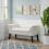 Living And Home Creamy-white Armed Velvet Buttoned Bed Bench 2