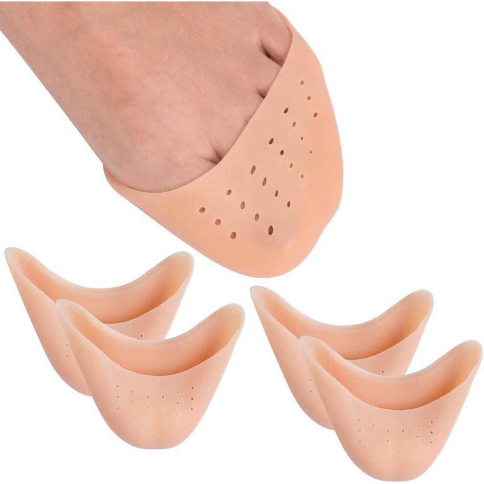 Lifeasy 2 Pair Toe Protectors, Footful Toe Caps Professional Silicone Gel Protectors, Forefoot Cushions, For Ball Point Toe Ballet Dance Shoes (Skin Color)