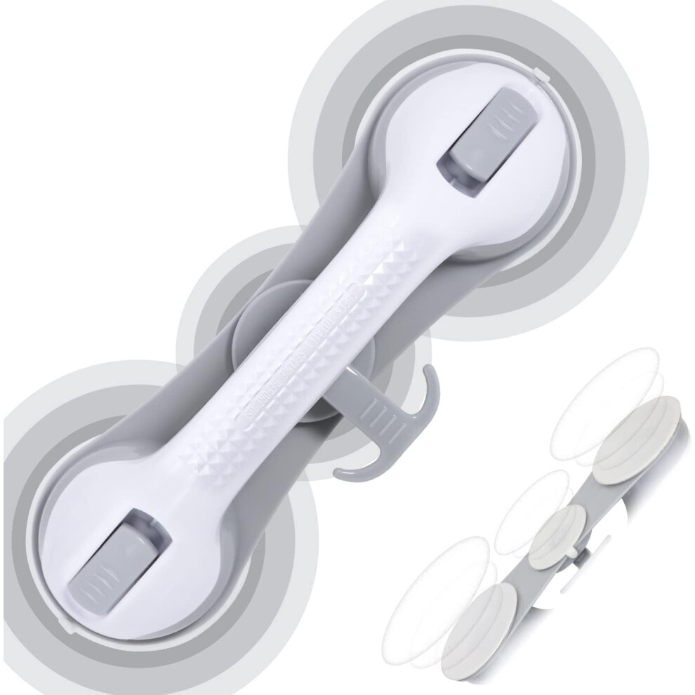 Lifeasy Light/Grey Shower Handle With 3 Safety Suction Cups, Mobile Grab Bars For Bathroom, Bathtub, Shower, Children And Seniors, No Drilling ( Grey)