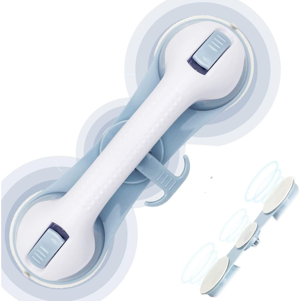 Lifeasy Blue Shower Handle With 3 Safety Suction Cups, Mobile Grab Bars For Bathroom, Bathtub, Shower, Children And Seniors, No Drilling (Blue)