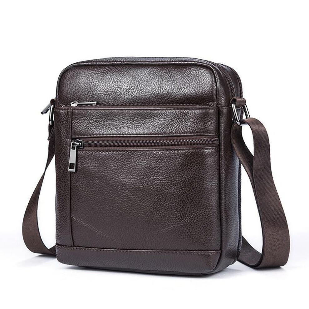 (as the picture, One Size) Cowhide Crossbody Bag for Men Casual Leather Bag Square Soft Leather Shoulder Messenger Bag