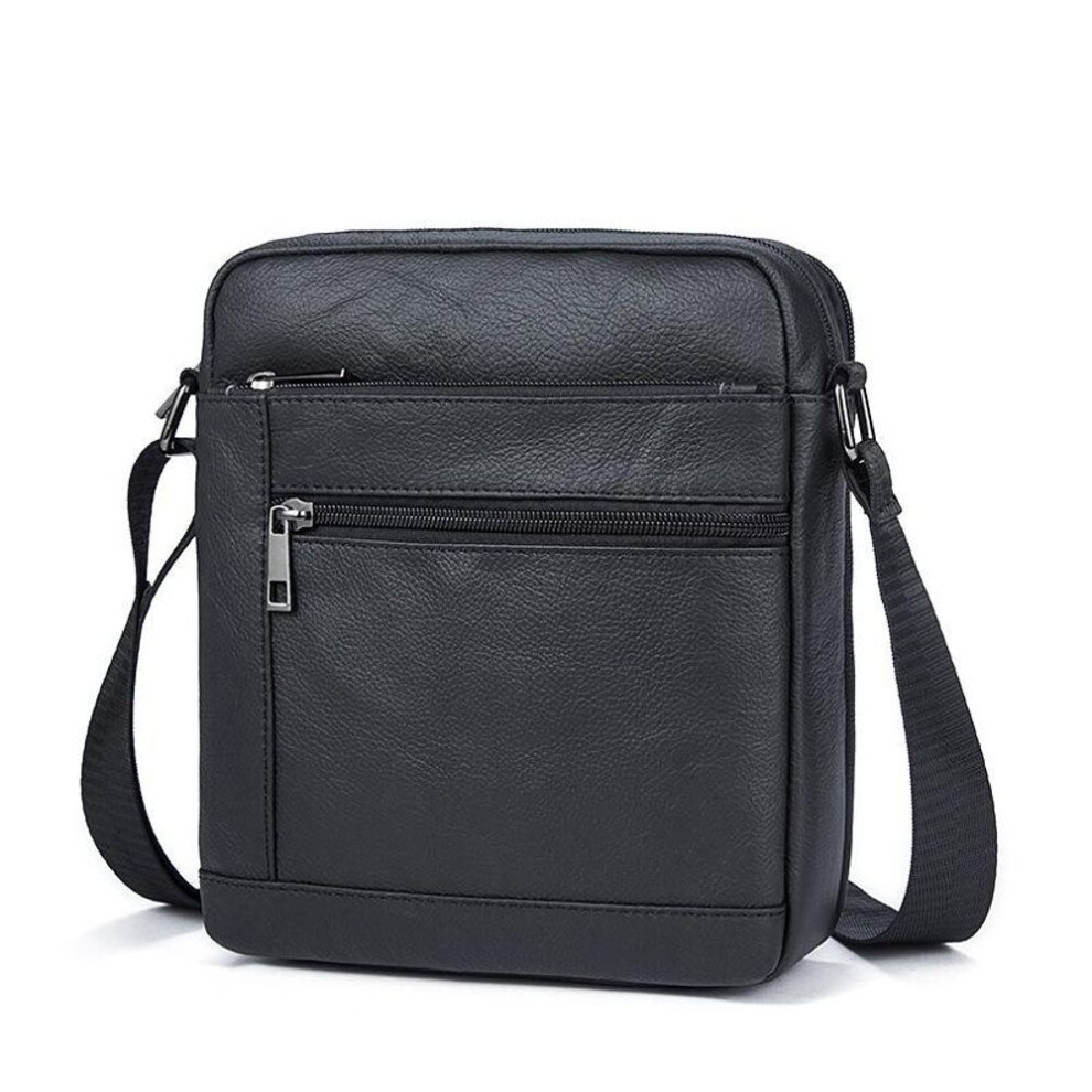 (black, One Size) Cowhide Crossbody Bag For Men Casual Leather Bag Square Soft Leather Shoulder Messenger Bag