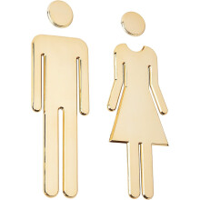Cartello porta WC autoadesivo per uomo e donna, cartelli porta bagno per casa, hotel, ufficio, negozio, parcheggio, ristorante (oro)