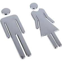 Targhette per porta WC in argento con autoadesivo per bagni pubblici di ristoranti (uomini e donne)