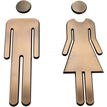 Cartello WC per porta - Cartello porta bagno - Cartello WC adesivo uomo donna - Adesivi WC porta per pubblico ristorante hotel caffetteria (bronzo)
