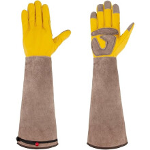 Gartenhandschuhe mit Unterarmschutz für Männer/Frauen, strapazierfähige Arbeitshandschuhe aus Rindsleder für Gärtner und Landwirte (XL)