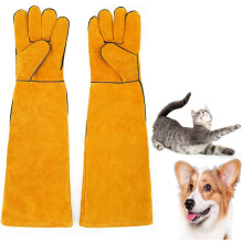 Guanti da lavoro anti-morso da 60 cm, guanti in pelle anti-graffio durevoli per bagno, toelettatura, gestione di cani, gatti, serpenti, cerchi, tartar